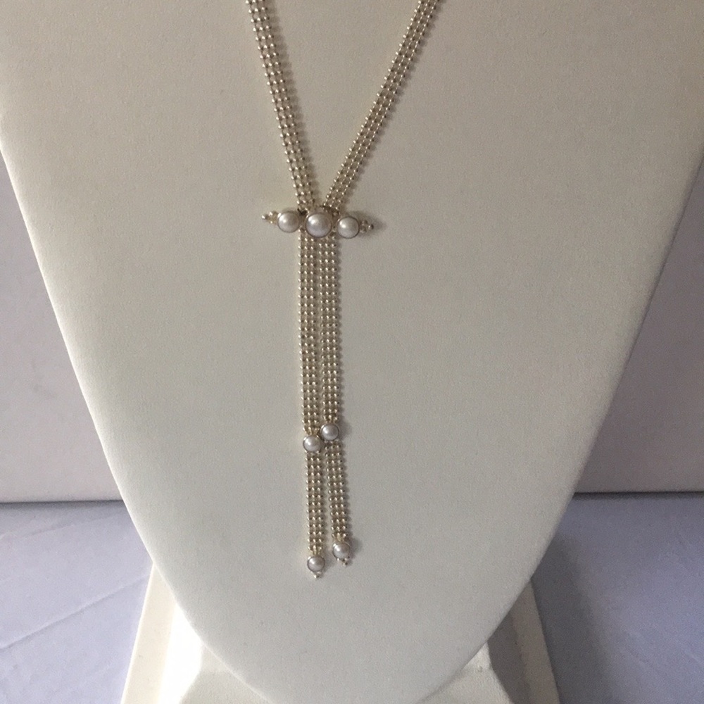 Sterling Silver and Pearls Lariat Necklace